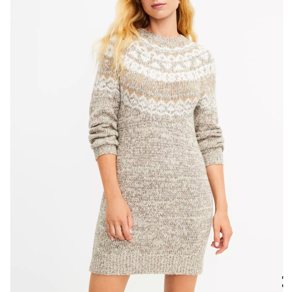 Fair Isle Mock Neck Sweater Dress